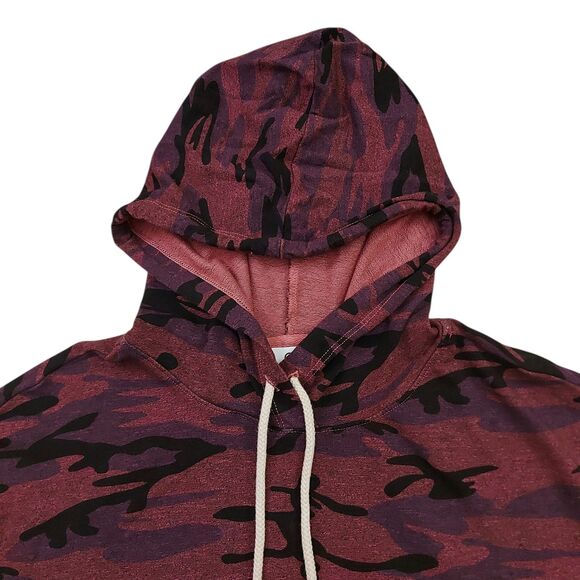 Sundry Hoodie Womens XS Oversized Plum Camo Stretch Slouchy  Boyfriend - Picture 3 of 11